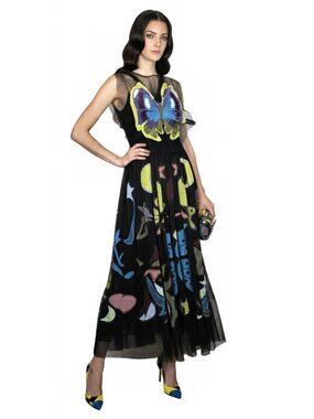 Mary Katrantzou Monroe Butterfly Print Tulle Dress, Womens Size US 4